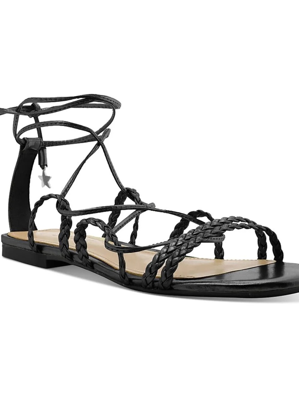 SCHUTZ Black Braided Lace-Up Gladiator Sandals